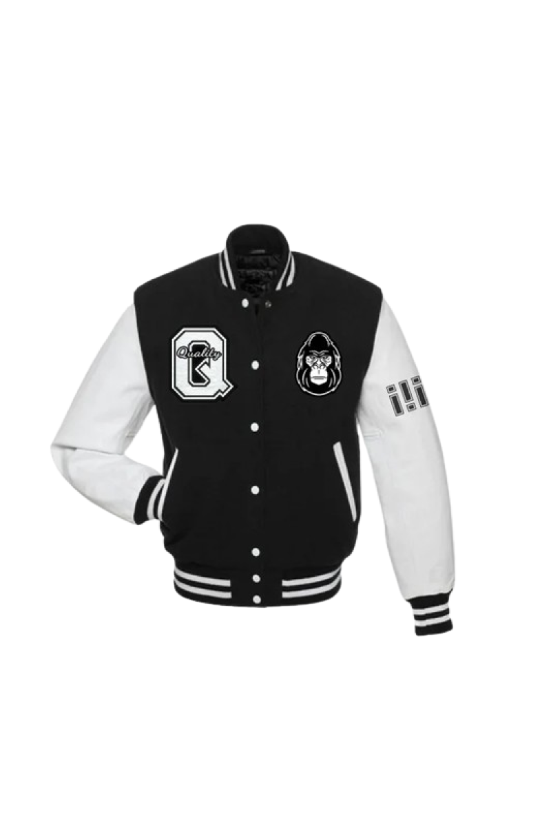 APE VARSITY JACKET (BLACK/WHITE)